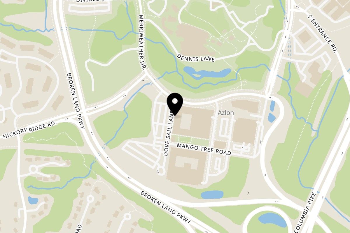 Map showing the location of Clove & Cardamom Restaurant on 6000 Merriweather Dr B115 in Columbia